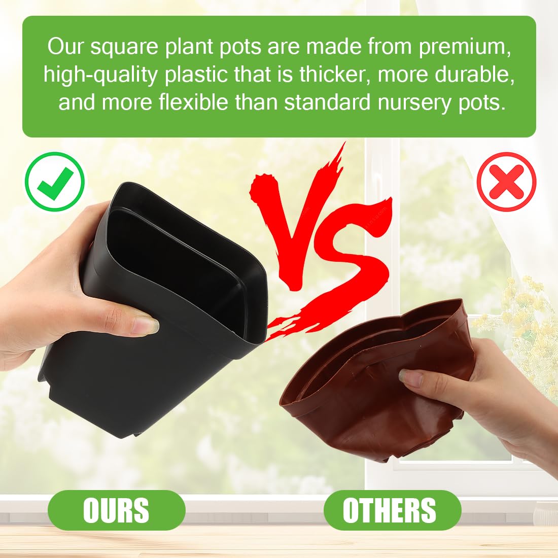 Square Nursery Pots 5.5 Inch, Plastic Plant Pot with Drainage Holes, 30P Reusable Seedling Starter Pots Garden Flower Pots Planters for Indoor Plants, Transplanting, Succulents, Cuttings