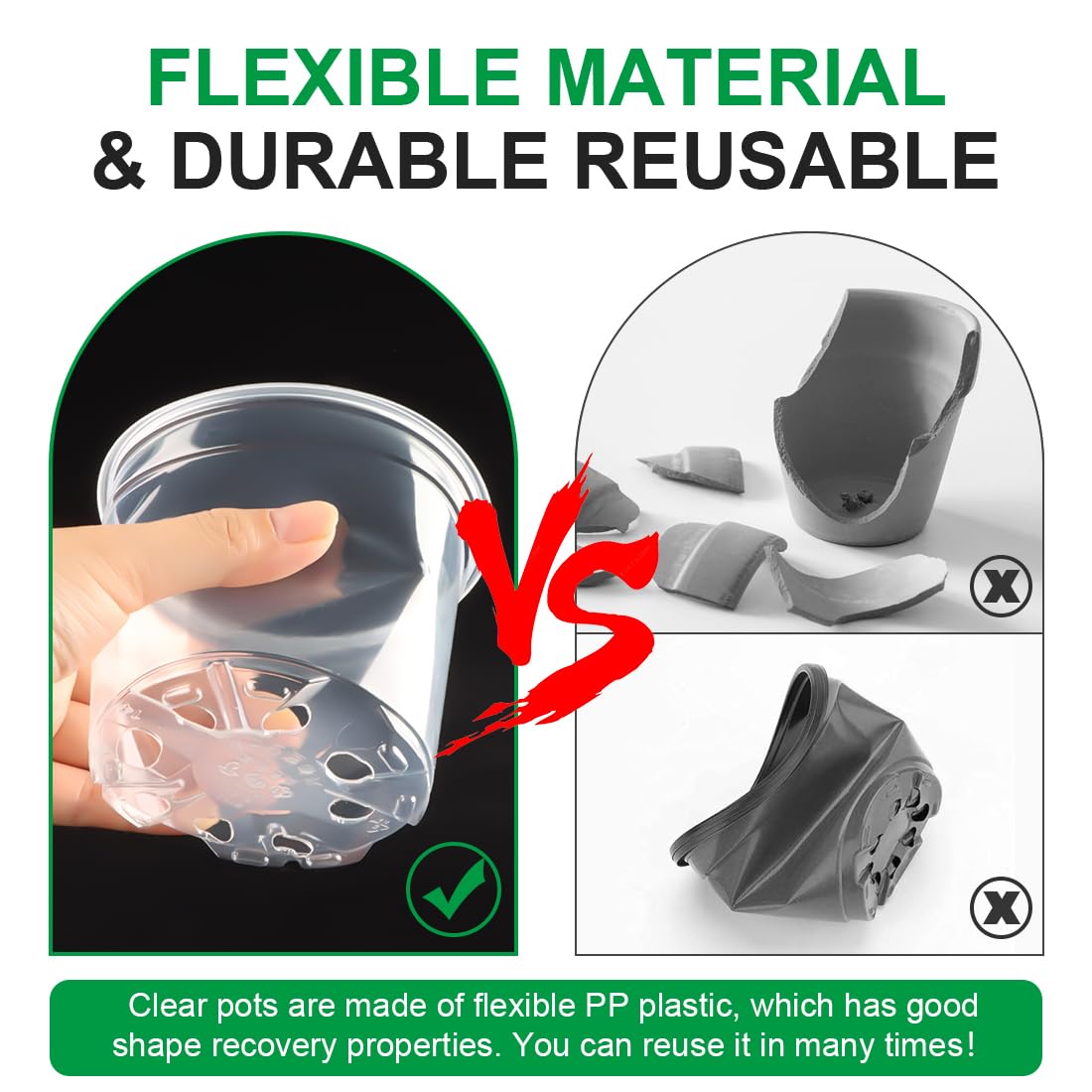 100 Pack 4 Inch Clear Plant pots with Drainage Holes, Transparent Nursery Seeding Pots, Flexile Seeds Starter Pots, Seeds Germination (4Inch,100P,Clear)