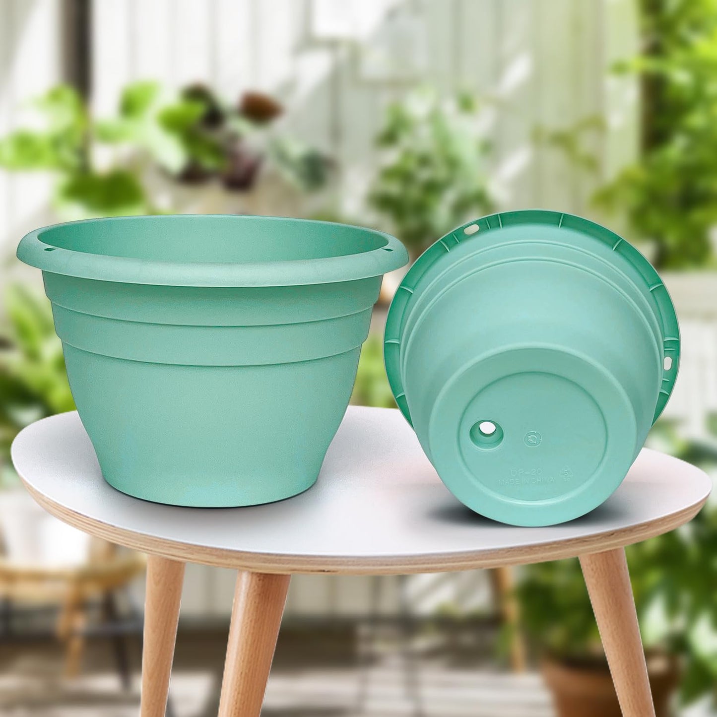Plant Pots Set of 5, 10" Outside Diameter Flower Planter, 8.5" Inner Diameter Plant Planters with Drainage Hole, Durable Garden Pots Perfect for Indoor & Outdoor Plant Planting, Decor, Blue
