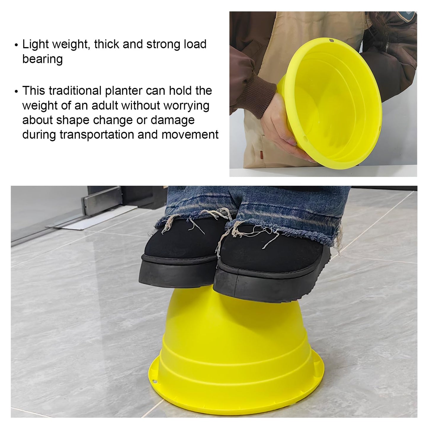 Plant Pot Set of 5, 10" Outside Diameter Flower Pots, 8.5" Inner Diameter Plant Planters with Drainage Hole, Durable Garden Pots Perfect for Indoor & Outdoor Plant Planting, Decor, Yellow