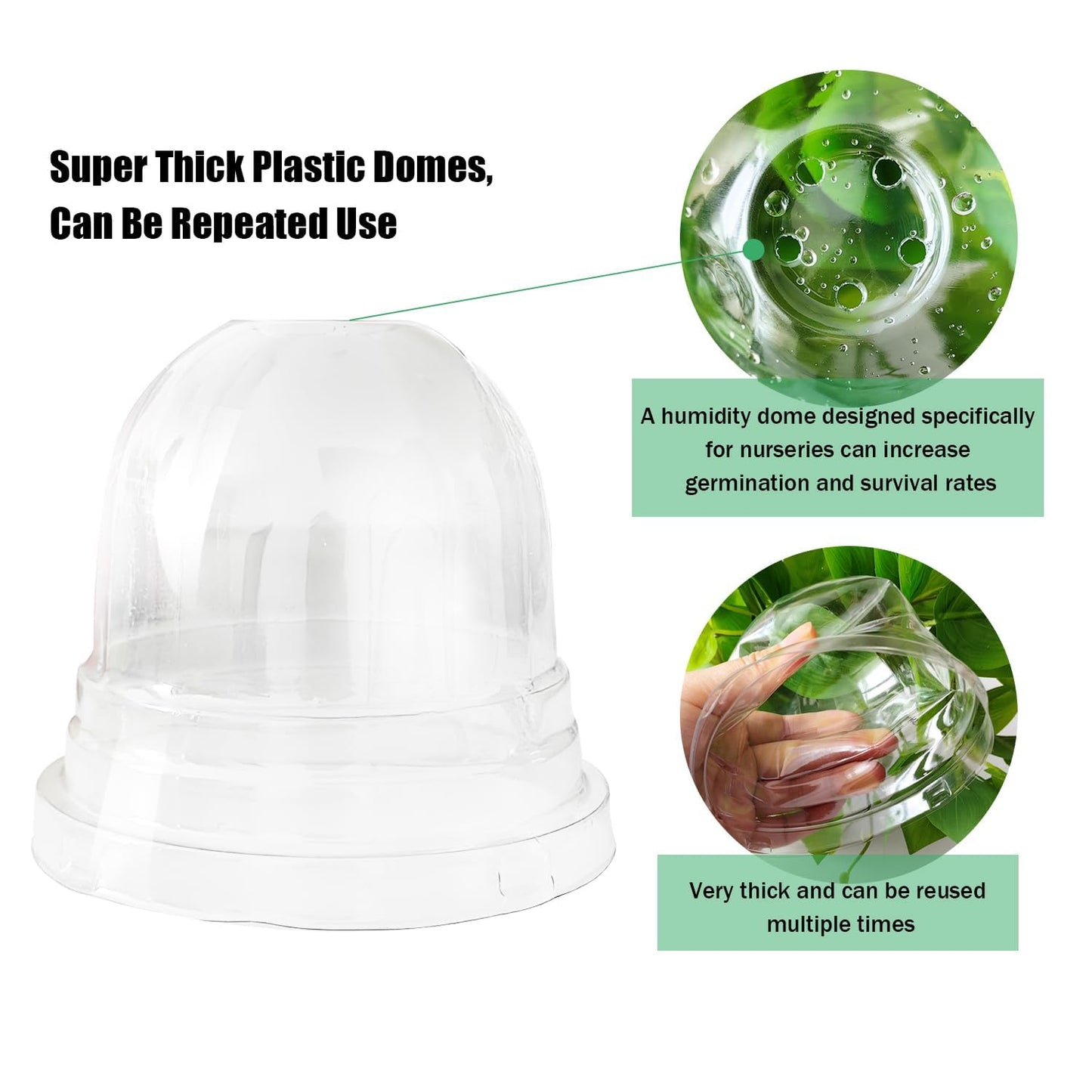 Plant Nursery Pots with Humidity Domes, 50 Sets 4 Inch Soft Nursery Pots Quality Ones (50 Red Pots + 50 Clear Lids), Quality Seeds Starting with Cover