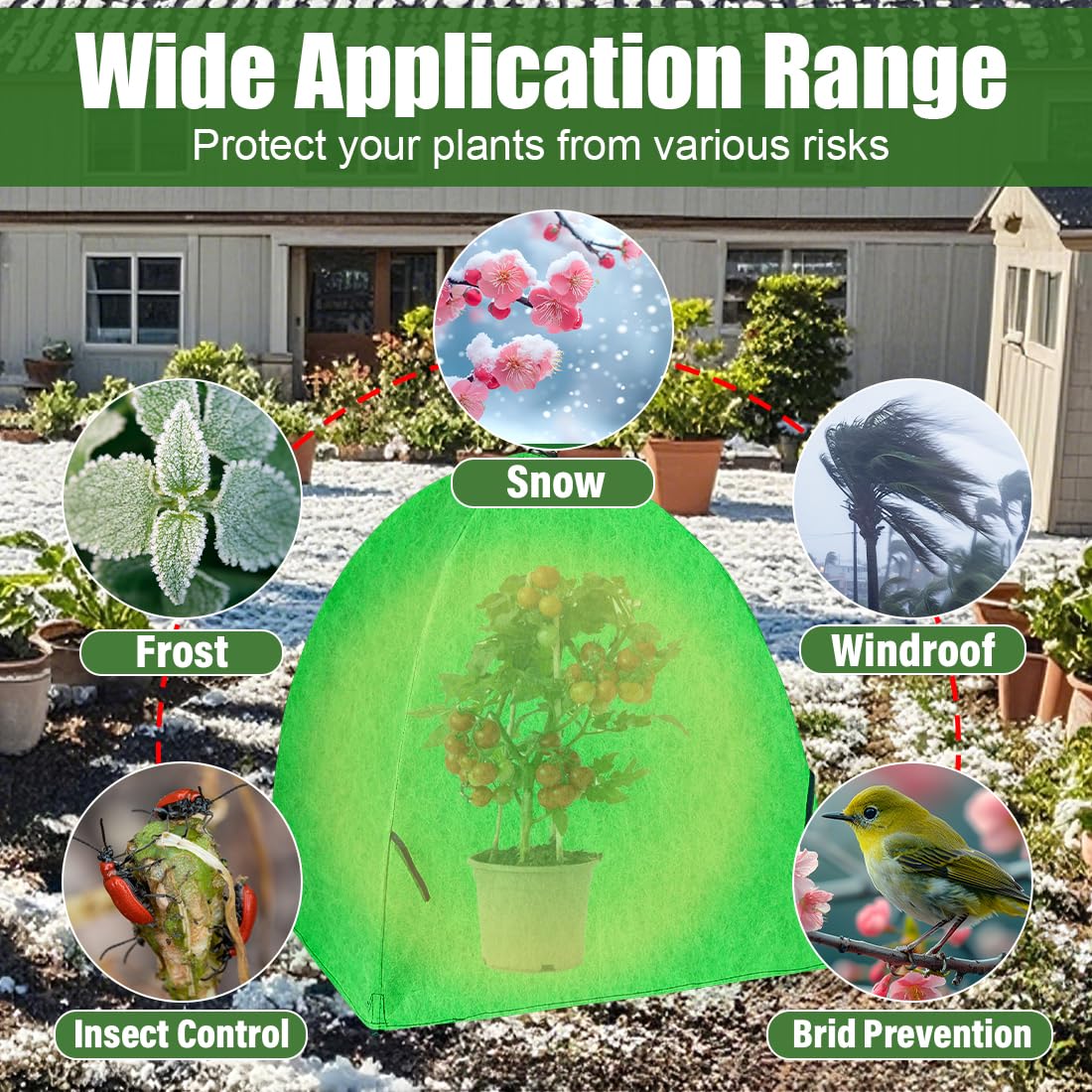 Frost Covers for Plants, 2-Pack Durable Plant Covers Freeze Protection, Reusable Tree Cover for Winter, Plant Tents Grow Bag Outdoor