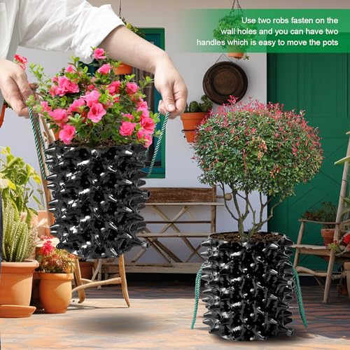 1 Gallon Air Pruning Containers New Plastic Nursery Pots Fruit Vegetable Garden Self-Planting Pots (10), Black (1G-10P)