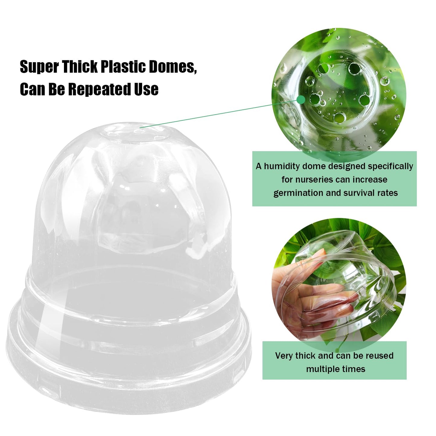 Transparent Nursery Pots 3.5Inch with Humidity Domes for Seeds Starting, Clear Plastic Plant Pots with Drainage Holes (3.54Inch, 40Pcs,Clear Pots with Lids)