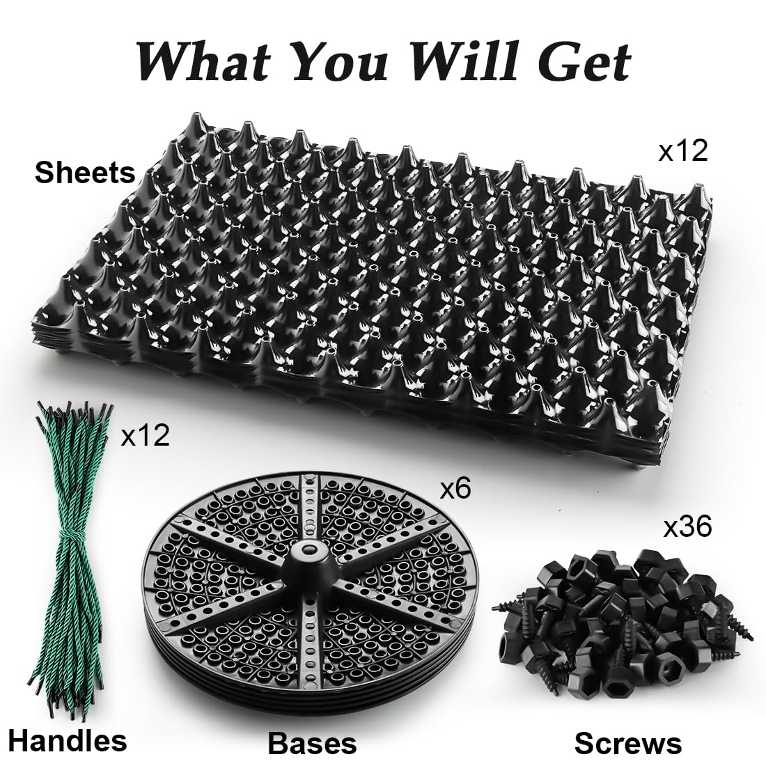 Air Pruning Planters 5 Gallon 6-Pack, Sturdy Plastic Roots Control Planter Container for Fruit Vegetable Garden Orchard, Size 12"x12",Black