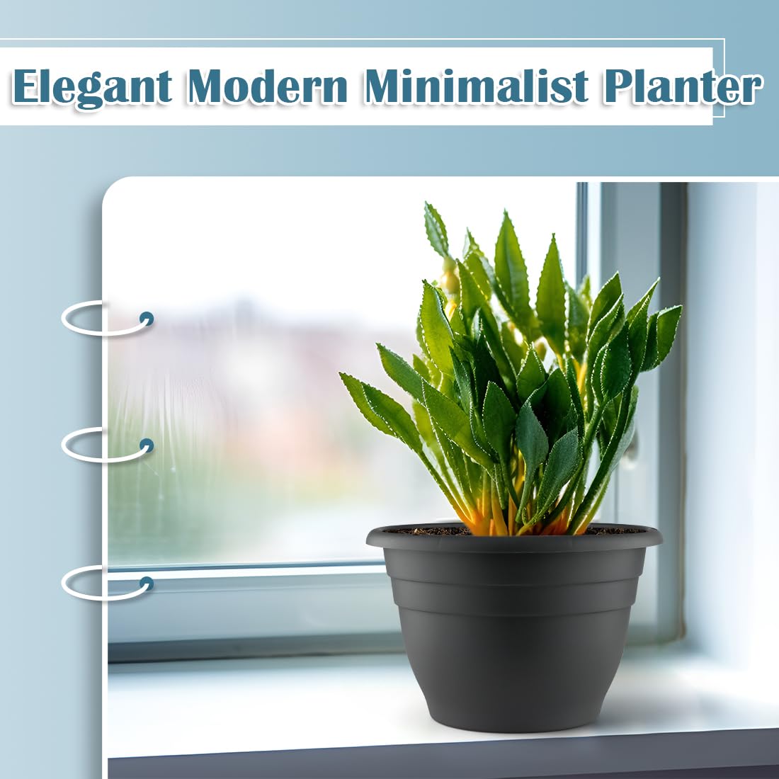 Plant Pots Set of 3, 10" Inner Diameter Flower Pots, 11" Outside Diameter Plant Planters with Drainage Hole, Durable Garden Pots Perfect for Indoor & Outdoor Plant Planting, Decor, Gray
