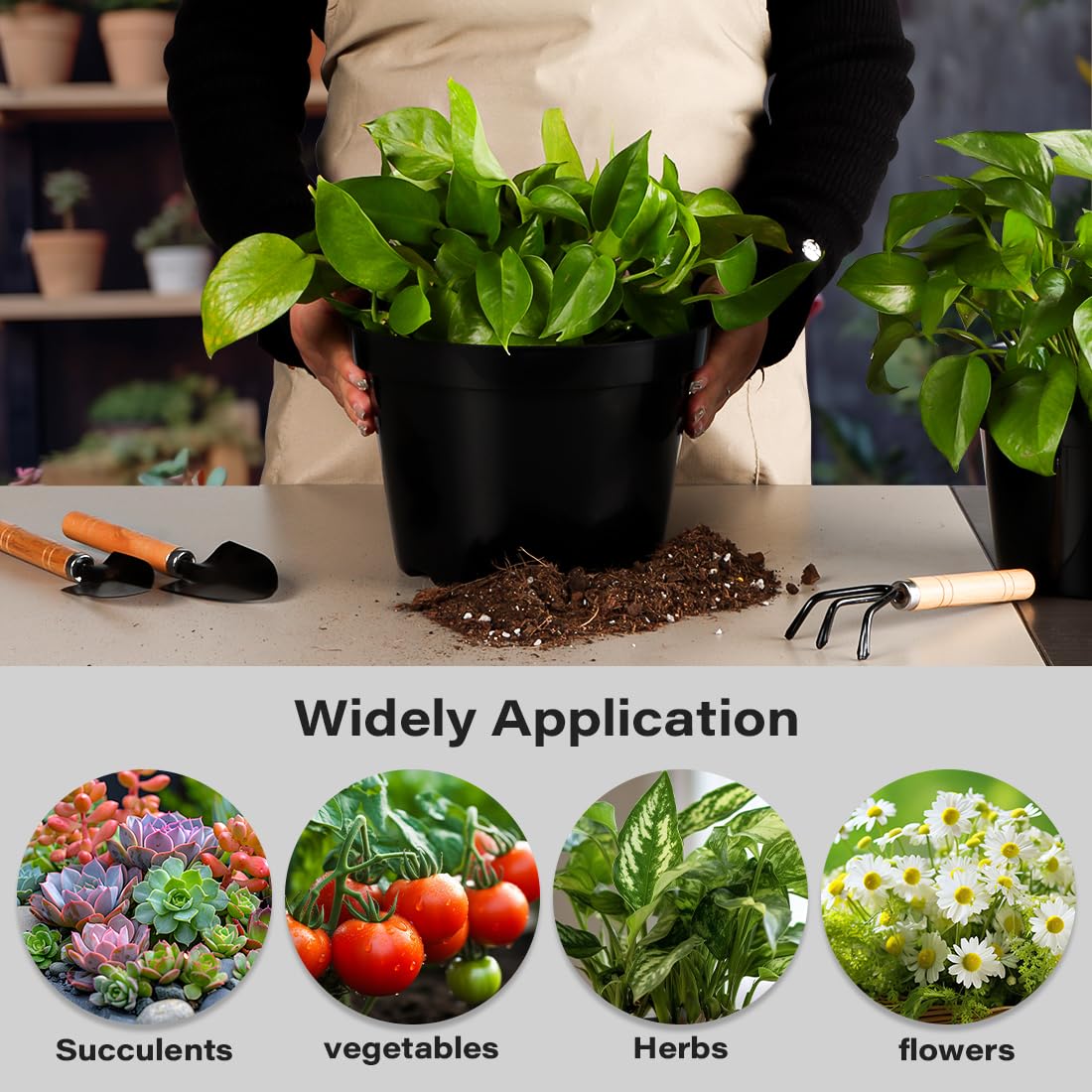 BTPLASTIK 8 Inch Plastic Plant Pots, 15 Pack Sturdy Nursery Pot with Drainage Holes, Flower Planter Pots for Indoor Outdoor, Garden Containers Sets for Vegetable Herbs Flowers, Black