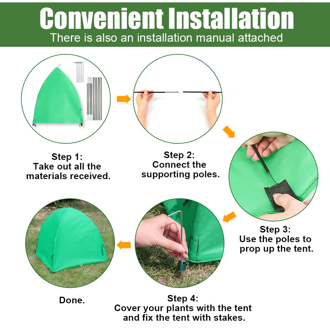 Winter Plant Covers for Freeze Protection, Large Frost Protection Cloth for Shrubs, Trees & Roses, Plant Warming Cloche for Frost & Cold Weather(24inch,2-Pack)