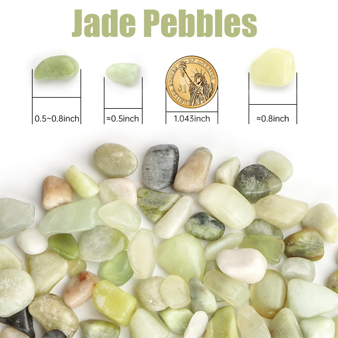 Pebbles for Indoor Plants 5 Lbs, 3/8 Inch Jade Vase Filler, Rocks for Plants Indoor, Stones for Garden Landscaping, Smooth Gravel Filler for Succulents, Cactus, Fish Tank and Vases